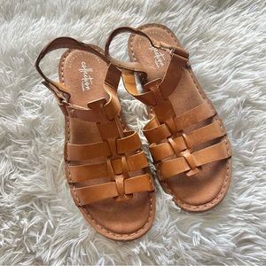 Clarks Woven Strappy Brown Sandals